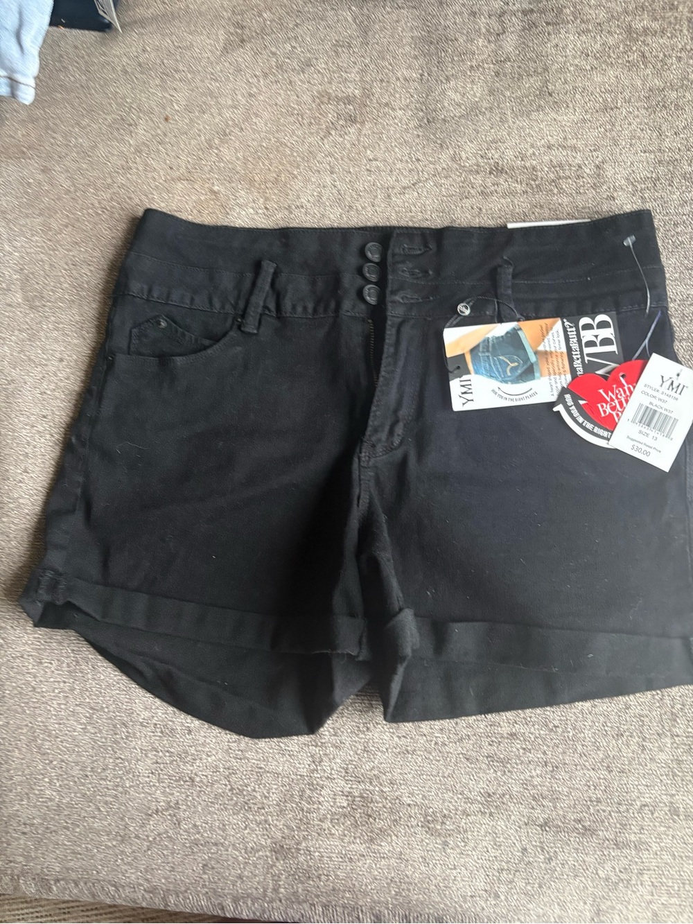 *Summer Sale* YMI Black High-Rise Cuffed Denim Shorts